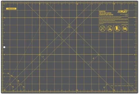 Olfa Cutting Mat, 12"x18" with Grid, Grey